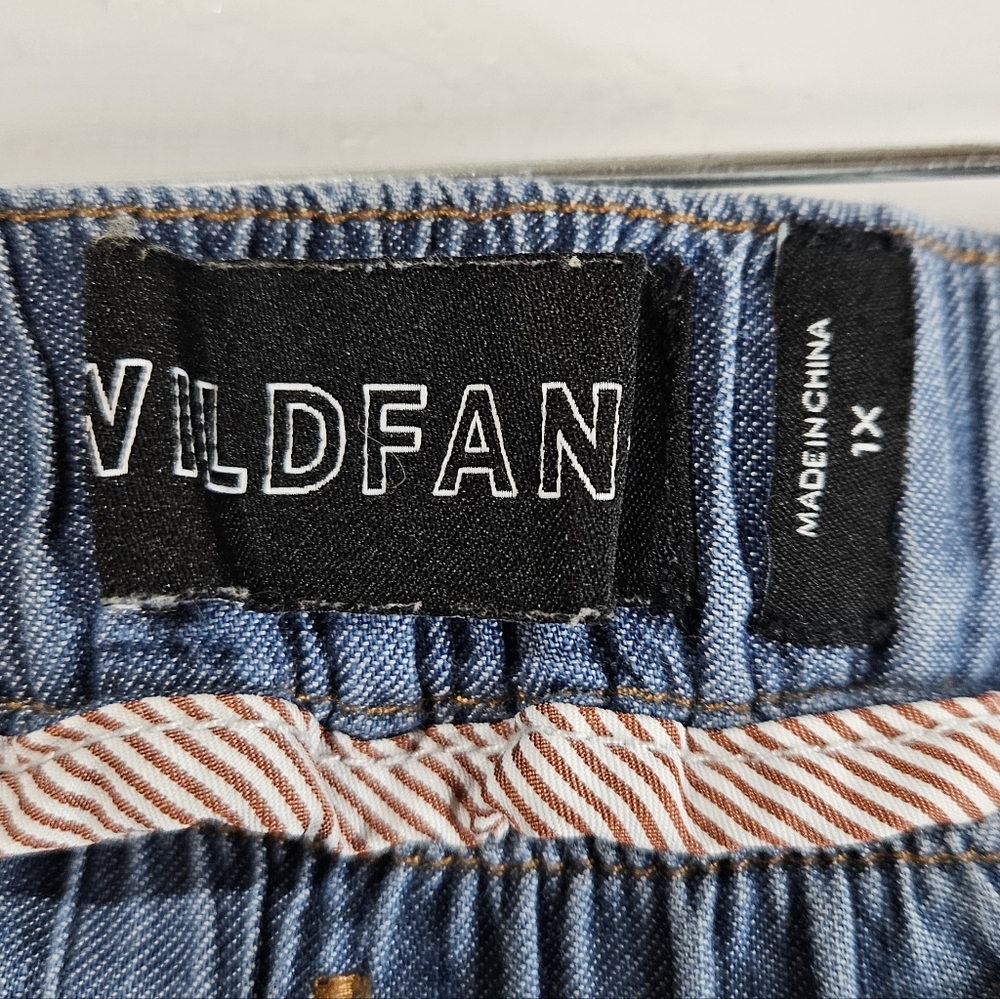 WILDFANG Essential Loose Leg Tencel Blend Culotte Wide Leg Pants Chambray 1X - Picture 14 of 15